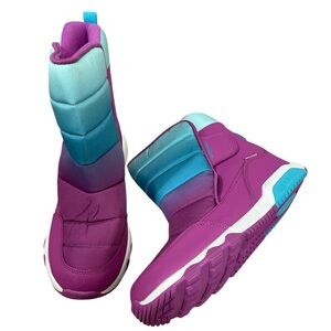 Merrell Kids Free Roam Pink and blue Winter Puffer Snow Boots